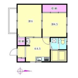 2階 ２DK 日当たり良好